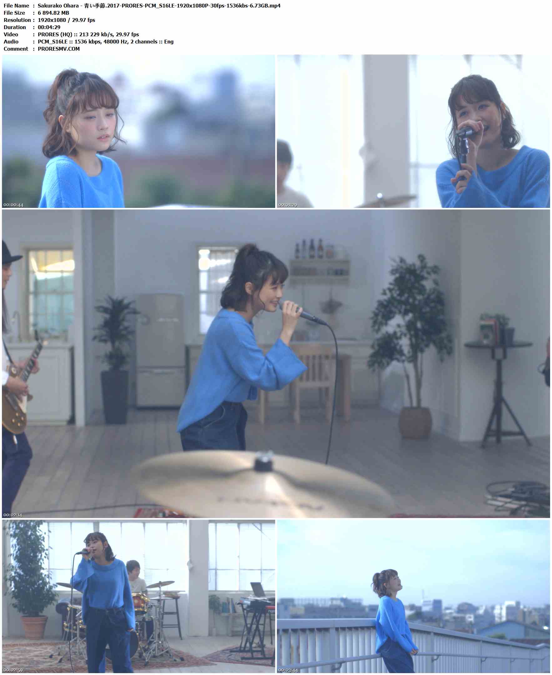 Sakurako Ohara - 青い季節.2017-PRORES-PCM_S16LE-1920x1080P-30fps-1536kbs-6.73GB官方MV_高清MV
